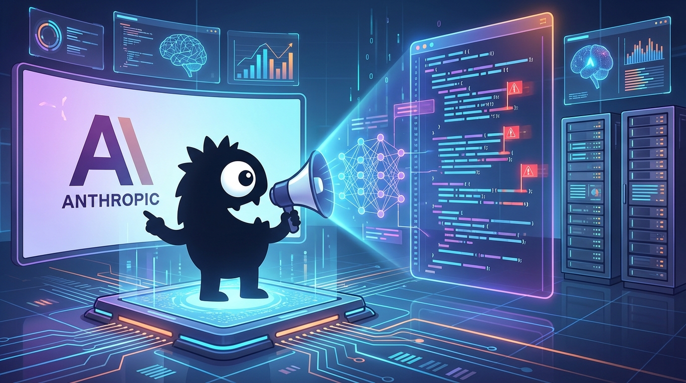 AdTools Monster Mascot presenting AI news: Anthropic Unveils Claude Code Security, Shakes Up Cyber Stoc