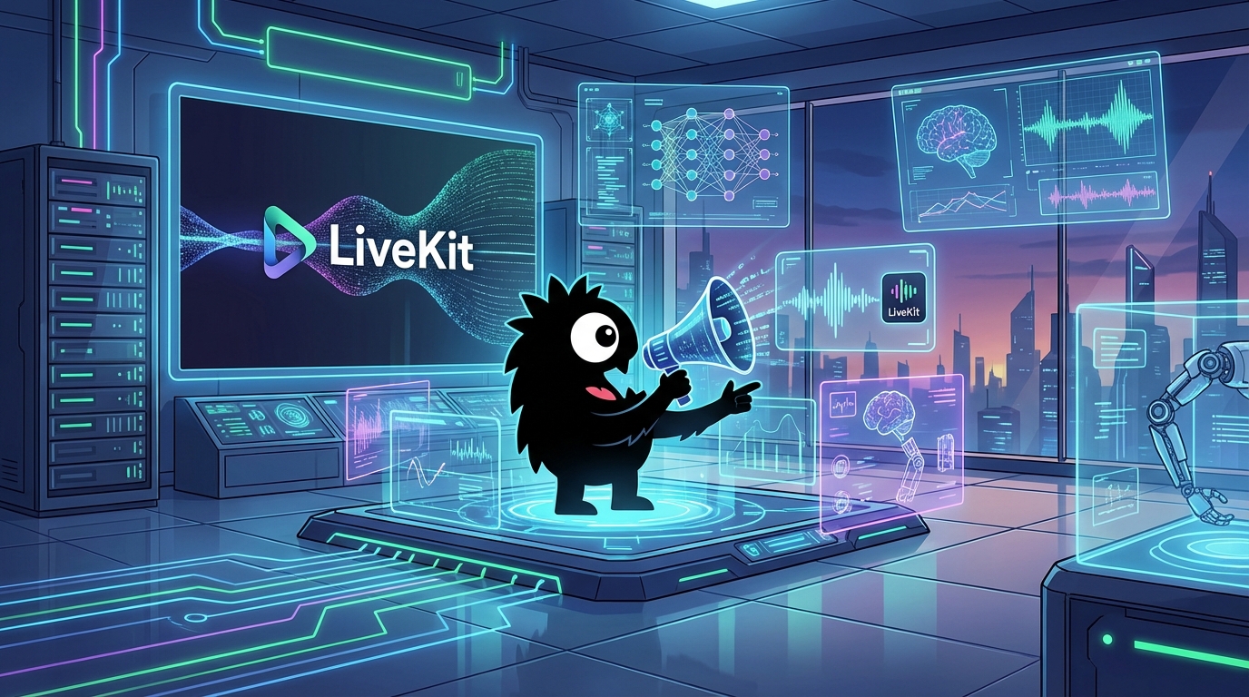 AdTools Monster Mascot presenting AI news: Voice AI Platform LiveKit Hits $1B Valuation with $100M Fund