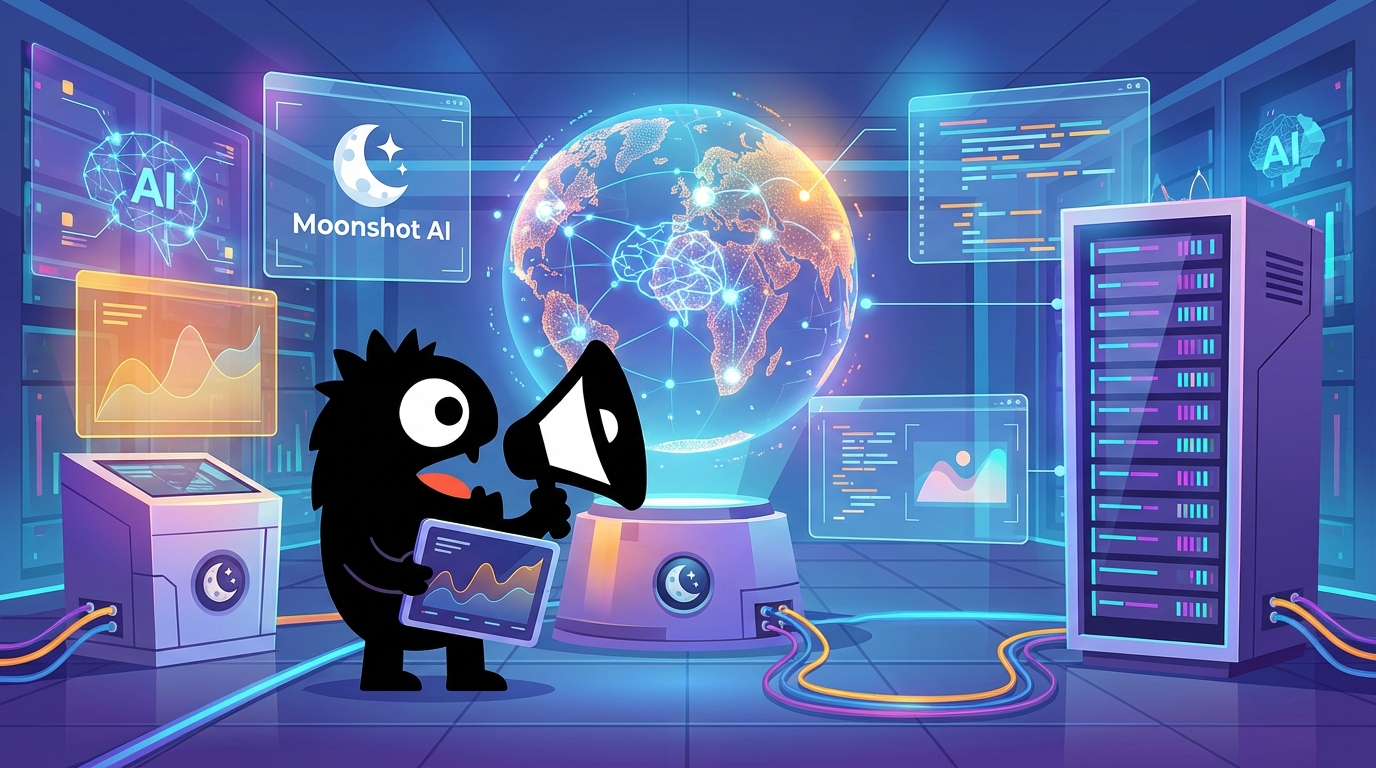 AdTools Monster Mascot presenting AI news: Moonshot AI Unveils Kimi K2.5: Open-Source Multimodal Agenti