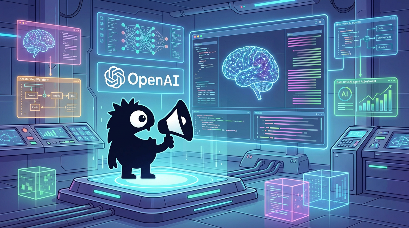 AdTools Monster Mascot presenting AI news: OpenAI Unveils GPT-5.3-Codex: Coding AI Breakthrough