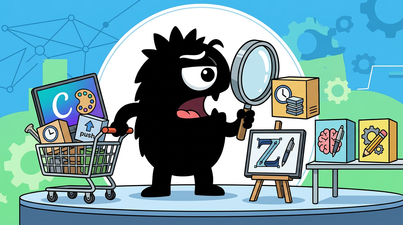 AdTools Monster Mascot reviewing products: Canva vs Buffer vs Ideogram: Which Is Best for AI-Powered Co