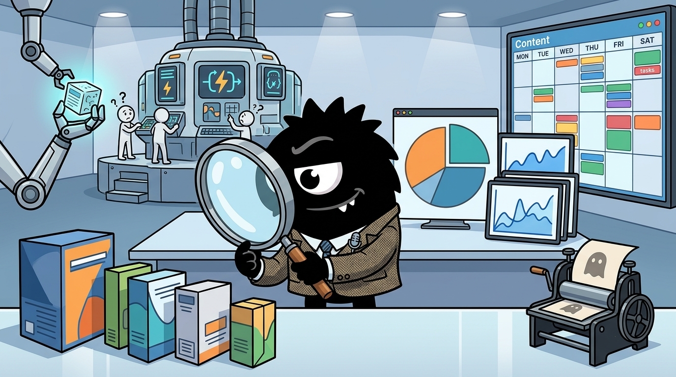 AdTools Monster Mascot reviewing products: Clearscope vs Surfer SEO vs Ghost: Which Is Best for Enterpr