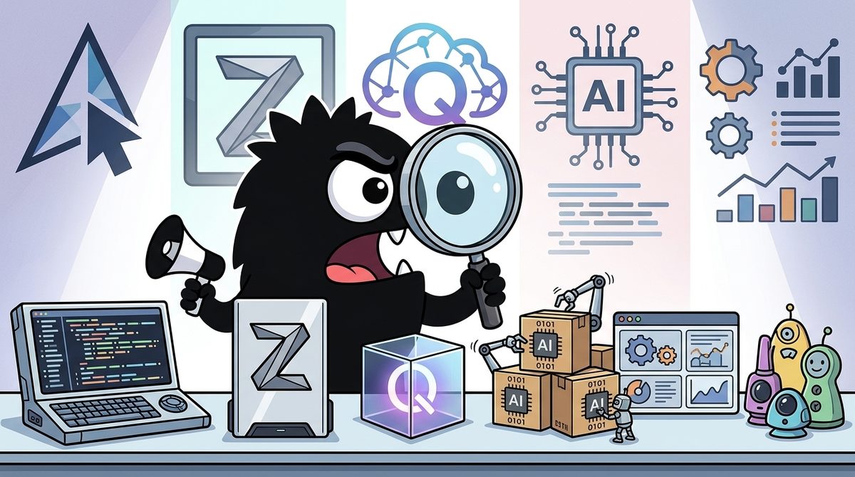 AdTools Monster Mascot reviewing products: Cursor vs Amazon Q Developer vs Zed: Which Is Best for Start