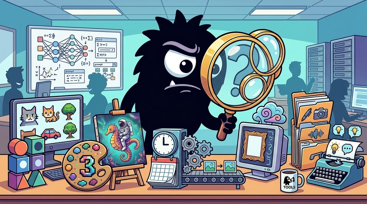 AdTools Monster Mascot reviewing products: DALL-E 3 vs Ideogram vs Later: Which Is Best for AI Content