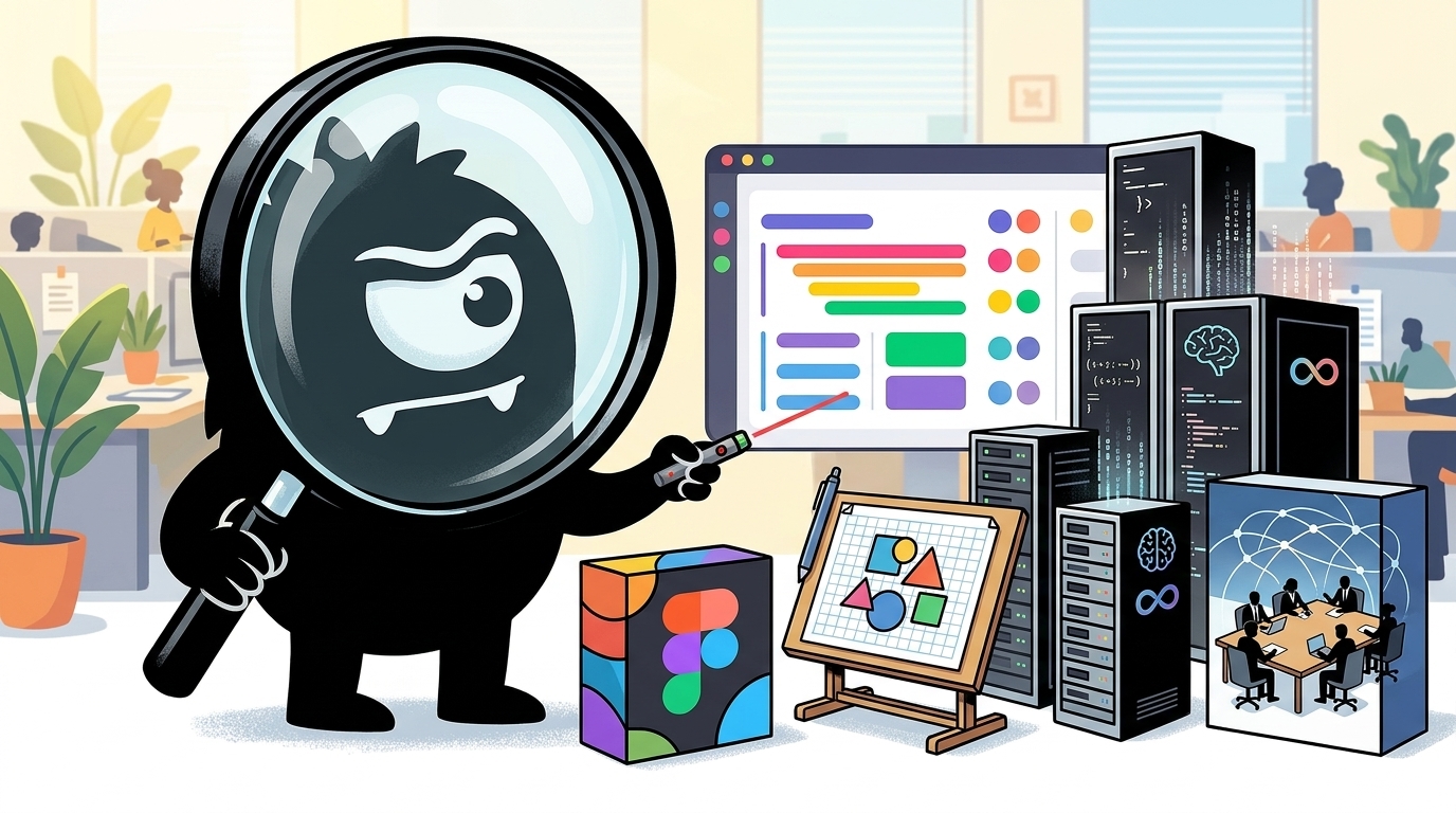 AdTools Monster Mascot reviewing products: Figma vs Monday.com: Which Is Best for Enterprise Software T