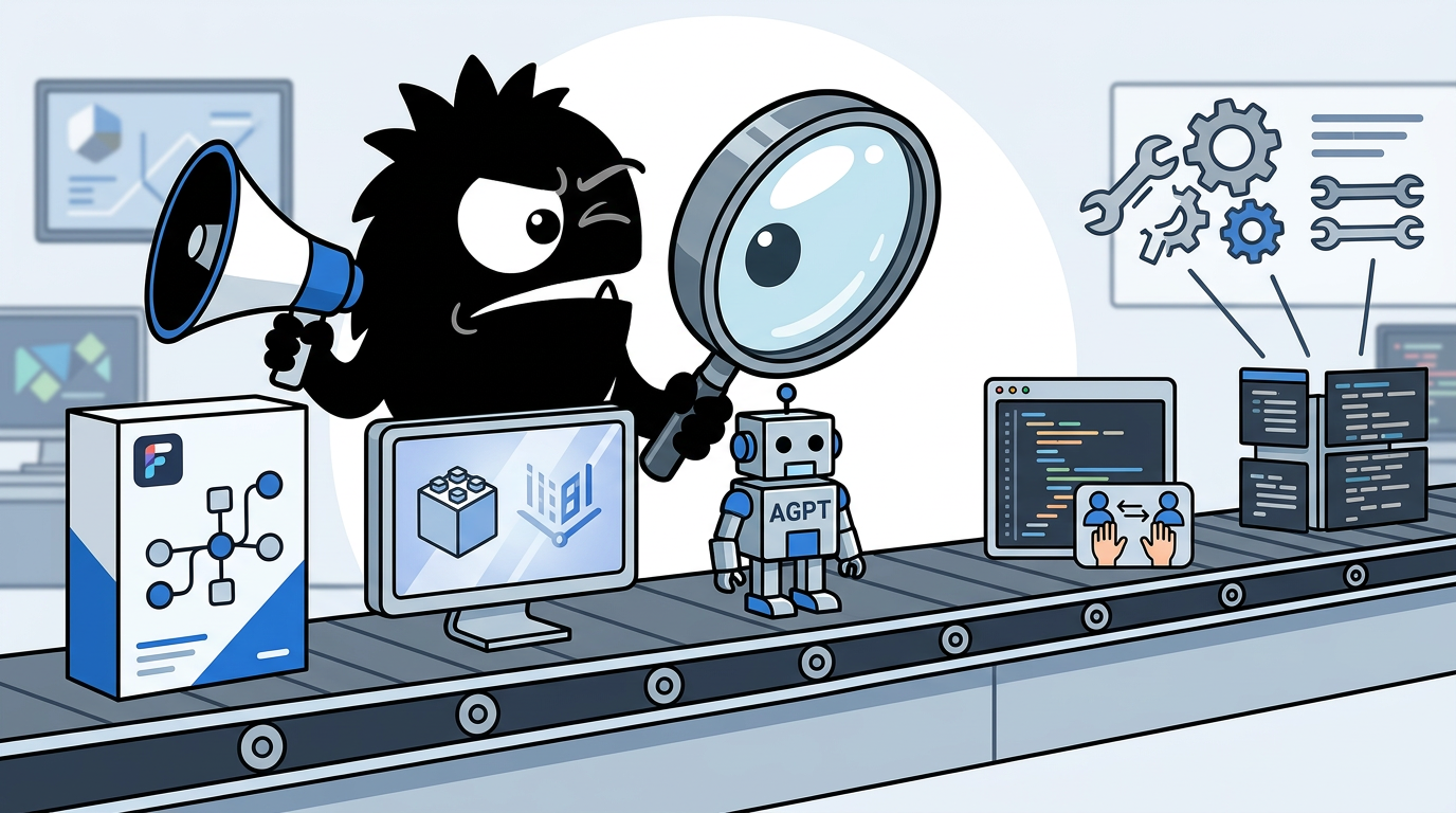 AdTools Monster Mascot reviewing products: Flowise vs Vertex AI Agents vs AutoGPT: Which Is Best for AI