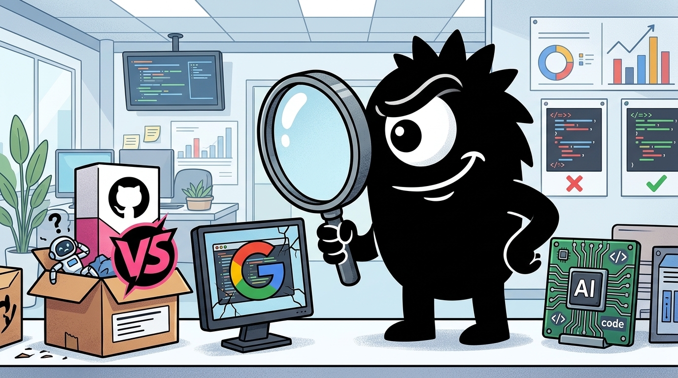 AdTools Monster Mascot reviewing products: Gemini Code Assist vs GitHub Copilot: Which Is Best for Code