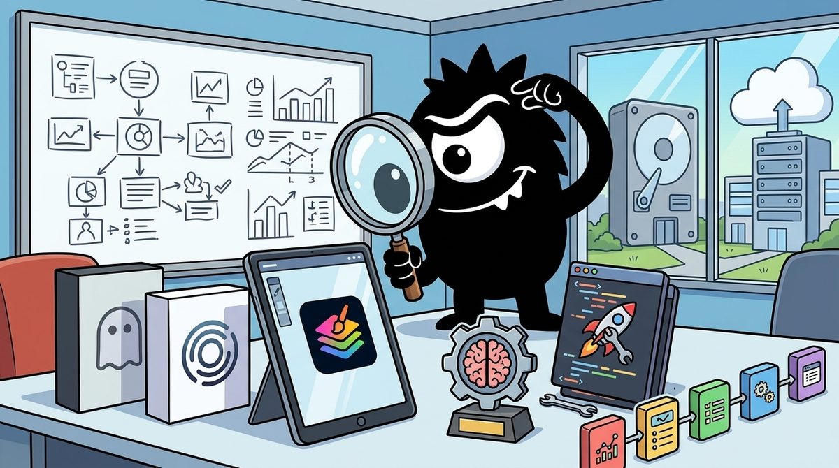 AdTools Monster Mascot reviewing products: Ghost vs Clearscope vs Adobe Express: Which Is Best for Deve