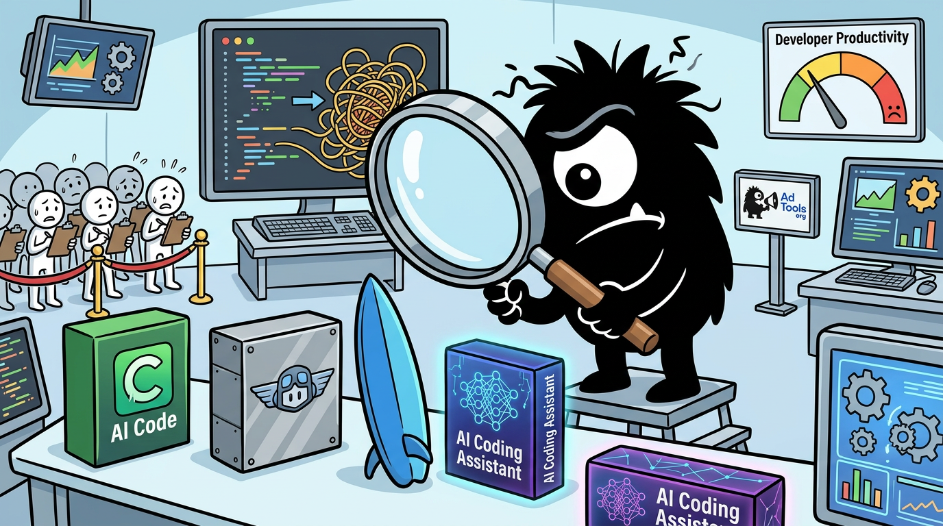 AdTools Monster Mascot reviewing products: GitHub Copilot vs Codeium: Which Is Best for Enterprise Soft