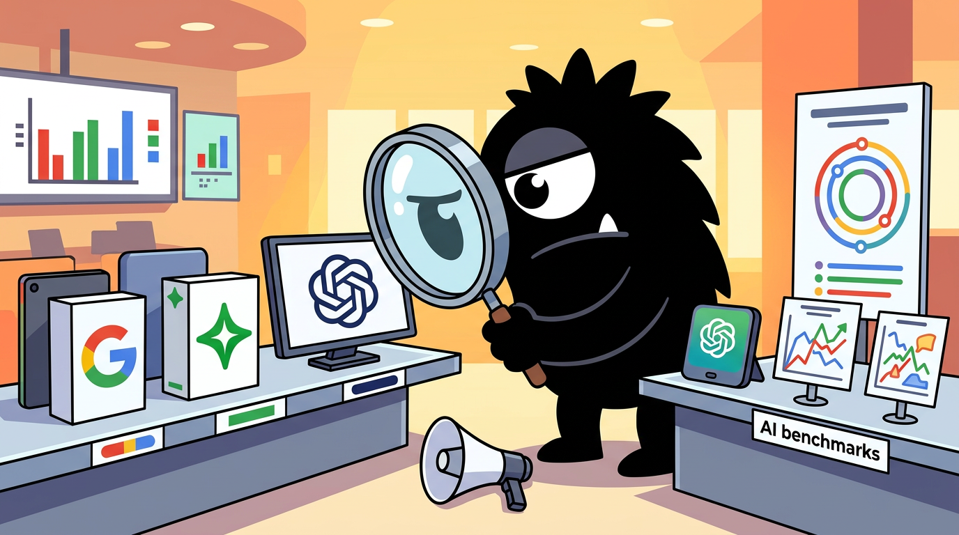 AdTools Monster Mascot reviewing products: Google Gemini vs GPT-4o: Which Is Best for AI Benchmarks and