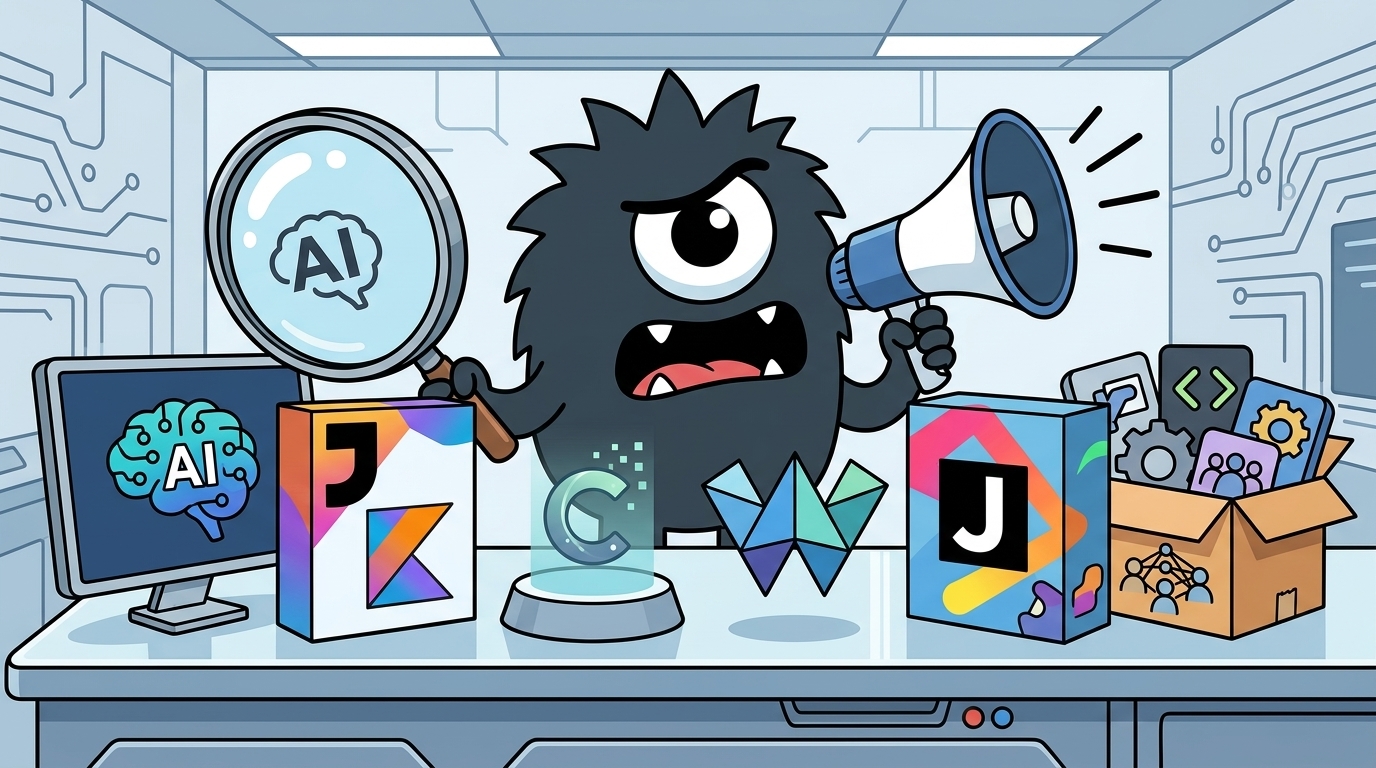 AdTools Monster Mascot reviewing products: JetBrains AI Assistant vs Codeium: Which Is Best for Enterpr