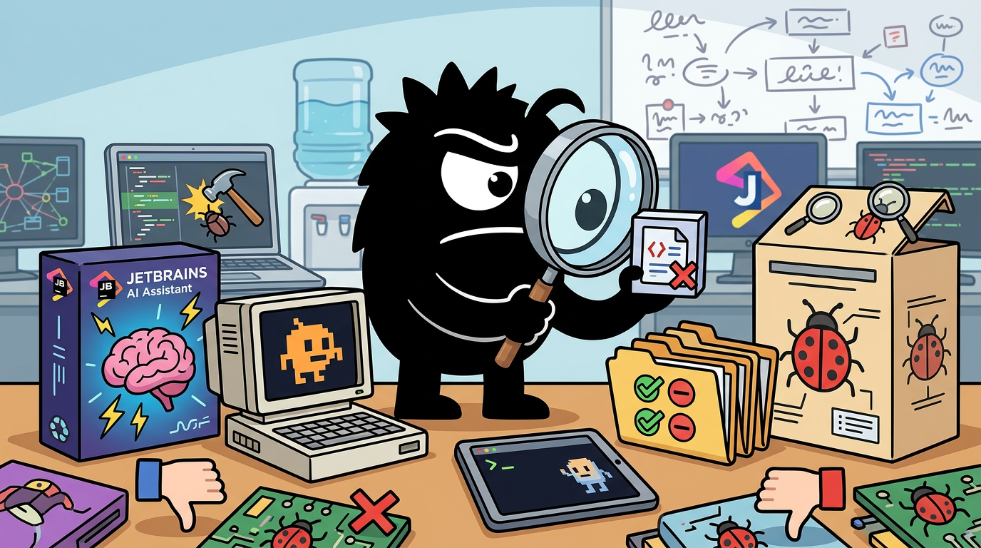 AdTools Monster Mascot reviewing products: JetBrains AI Assistant vs Replit: A Head-to-Head Comparison 