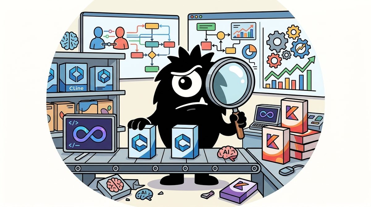 AdTools Monster Mascot reviewing products: Kiro vs Continue.dev vs Cline: Which Is Best for AI Pair Pro