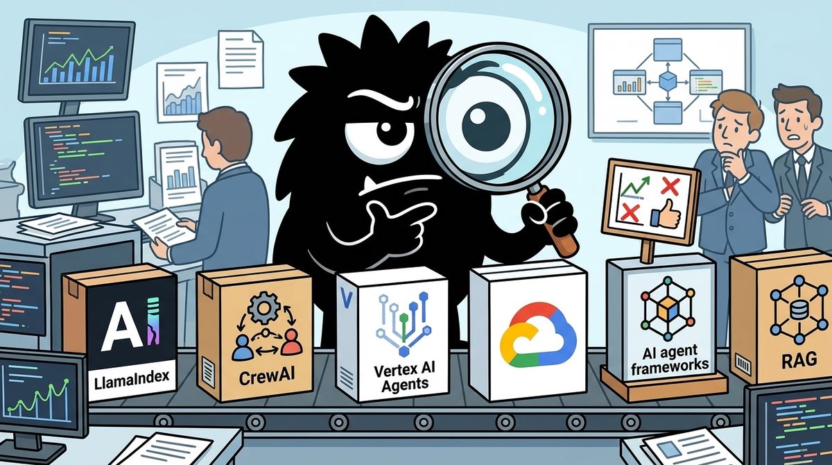 AdTools Monster Mascot reviewing products: LlamaIndex vs CrewAI vs Vertex AI Agents: Which Is Best for 