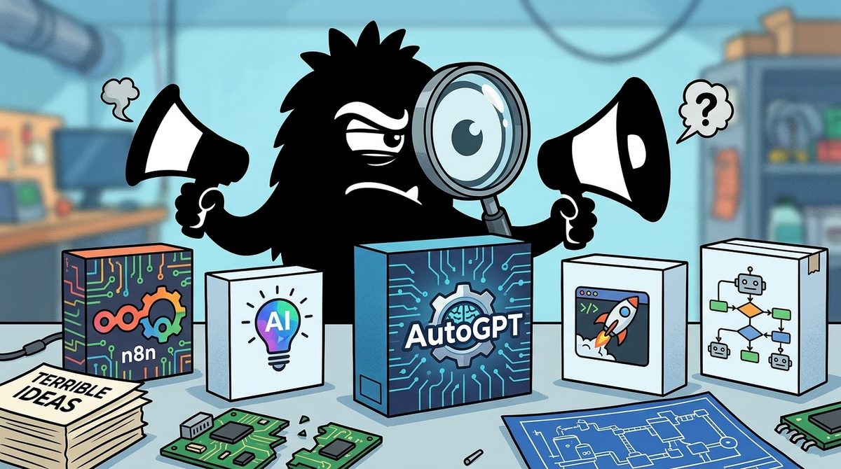 AdTools Monster Mascot reviewing products: n8n vs Dify vs AutoGPT: Which Is Best for AI-Assisted Develo