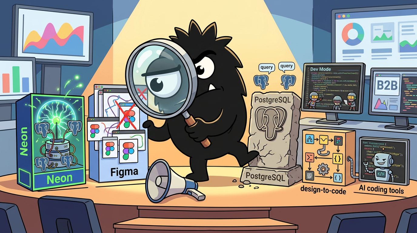 AdTools Monster Mascot reviewing products: Neon vs Figma: Which Is Best for Developer Productivity in 2