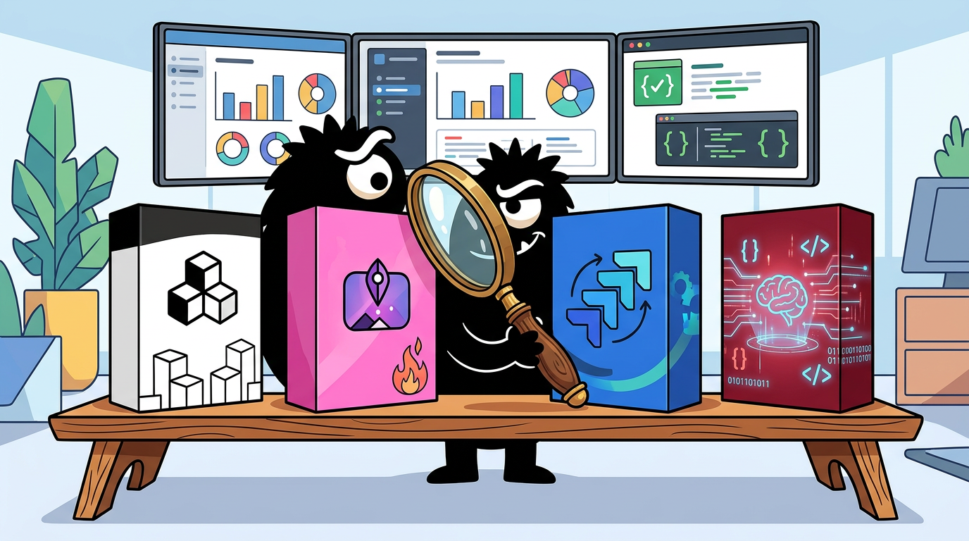 AdTools Monster Mascot reviewing products: Notion vs Fly.io vs Jira: Which Is Best for Developer Produc