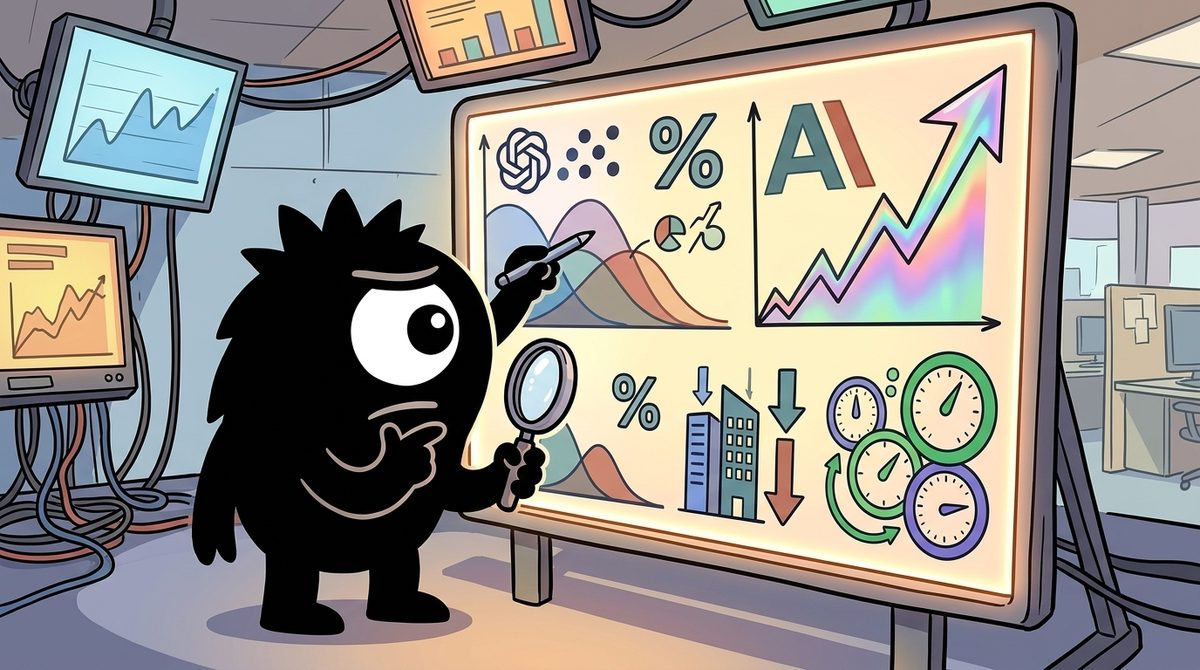 AdTools Monster Mascot reviewing products: Only 12% Odds: What Polymarket's $2.9M 'AI Bubble' Market Re