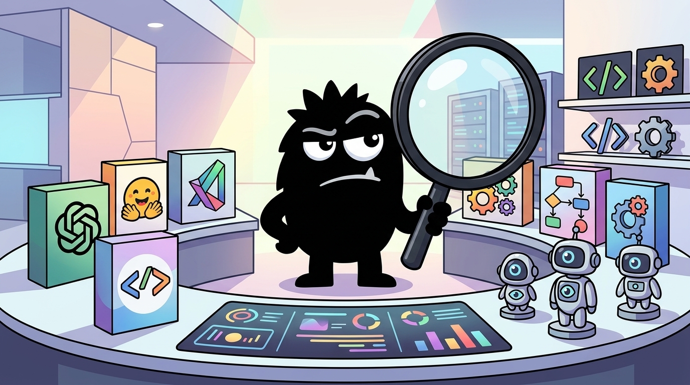 AdTools Monster Mascot reviewing products: OpenAI vs Hugging Face vs xAI Grok: Which Is Best for Market