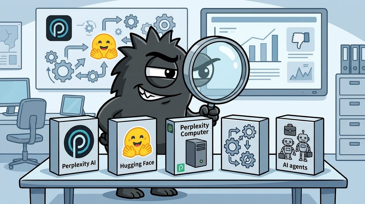 AdTools Monster Mascot reviewing products: Perplexity AI vs Hugging Face: Which Is Best for Marketing A