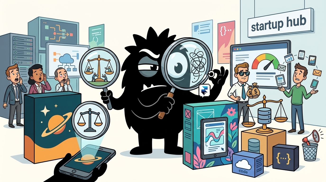 AdTools Monster Mascot reviewing products: PlanetScale vs Framer: Which Is Best for Startup Founders an