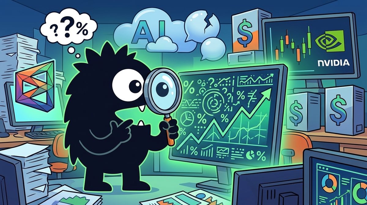 AdTools Monster Mascot reviewing products: Priced at 13%: What Polymarket's AI Bubble Odds Reveal About