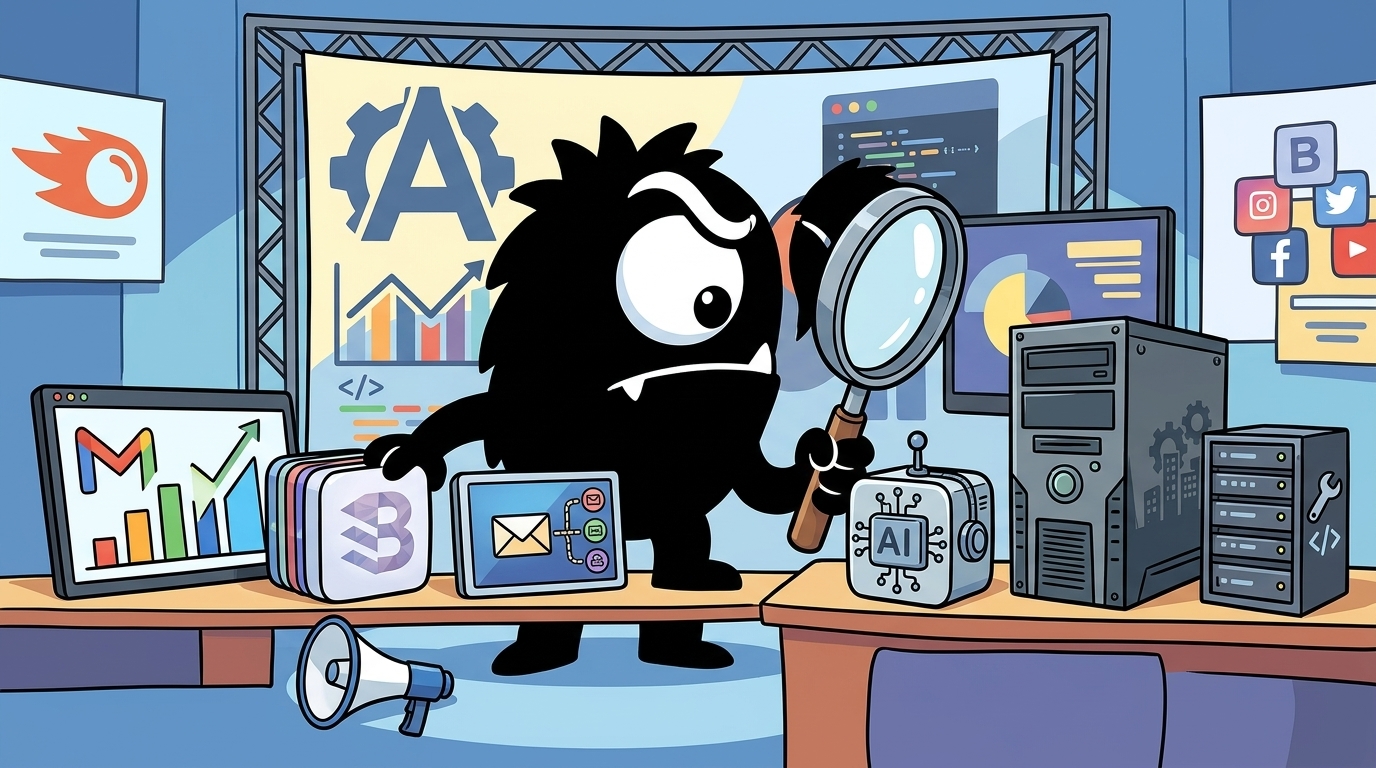 AdTools Monster Mascot reviewing products: SEMrush vs Buffer vs ConvertKit: Which Is Best for Enterpris