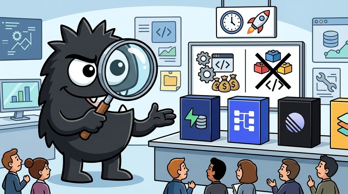 AdTools Monster Mascot reviewing products: Supabase vs Webflow vs Linear: Which Is Best for Building Sa