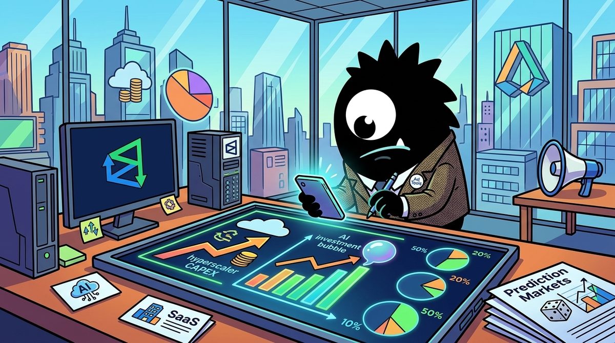 AdTools Monster Mascot reviewing products: The 'AI Bubble Burst' Prediction Market in 2026: An Expert A