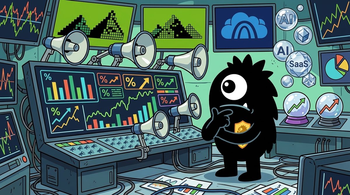 AdTools Monster Mascot reviewing products: The Best AI Bubble Signals in 2026: What Polymarket's 11% Bu