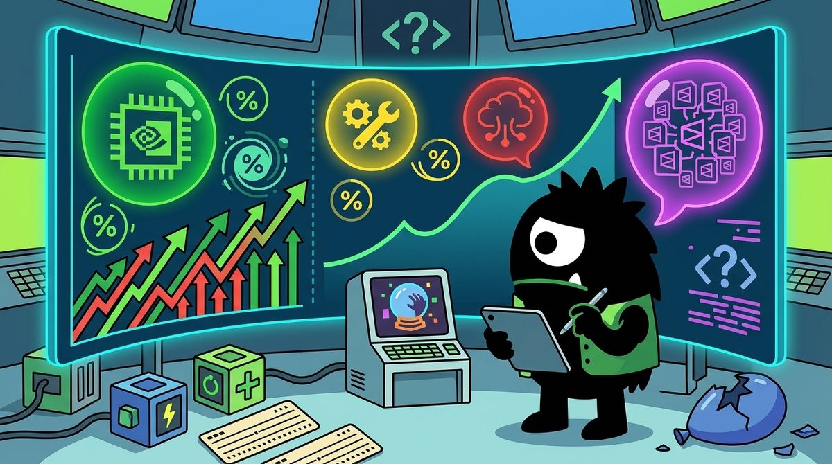 AdTools Monster Mascot reviewing products: The Best AI Bubble Signals in 2026: What Polymarket's 12% Od