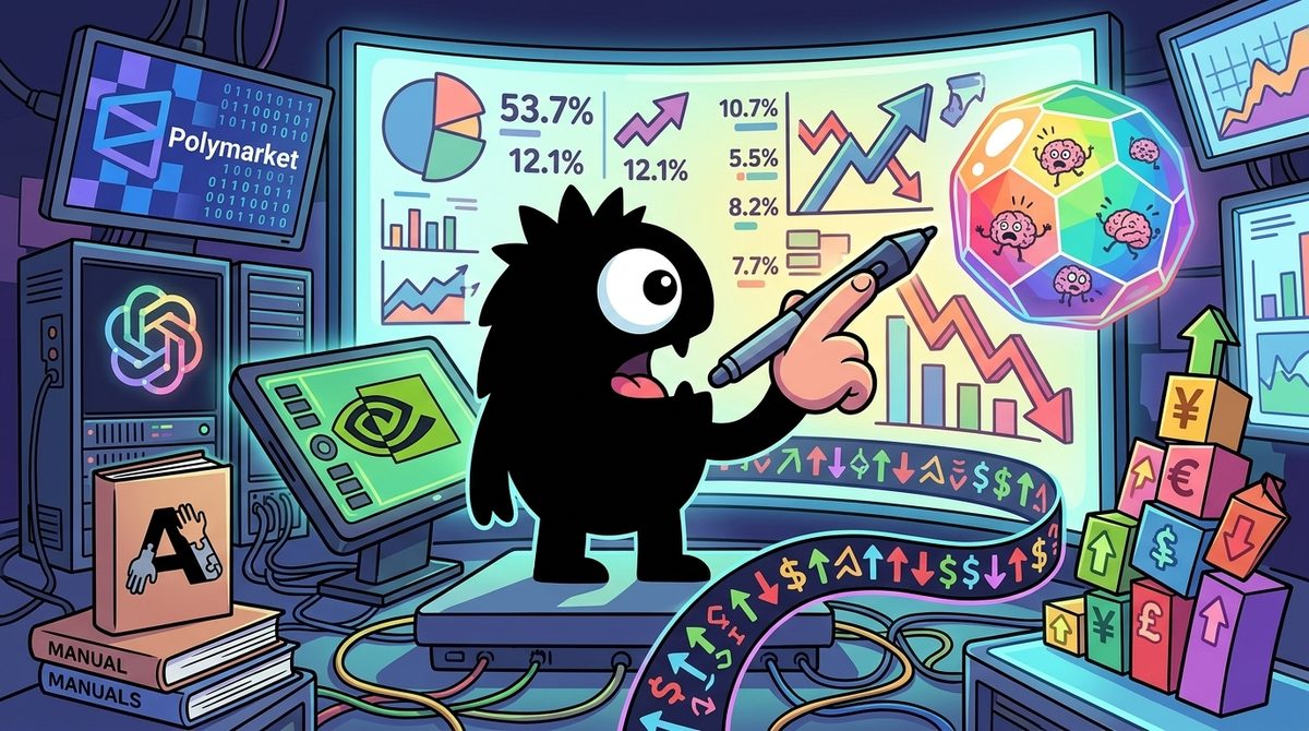 AdTools Monster Mascot reviewing products: The Best AI Bubble Signals in 2026: What Polymarket's 13% Od