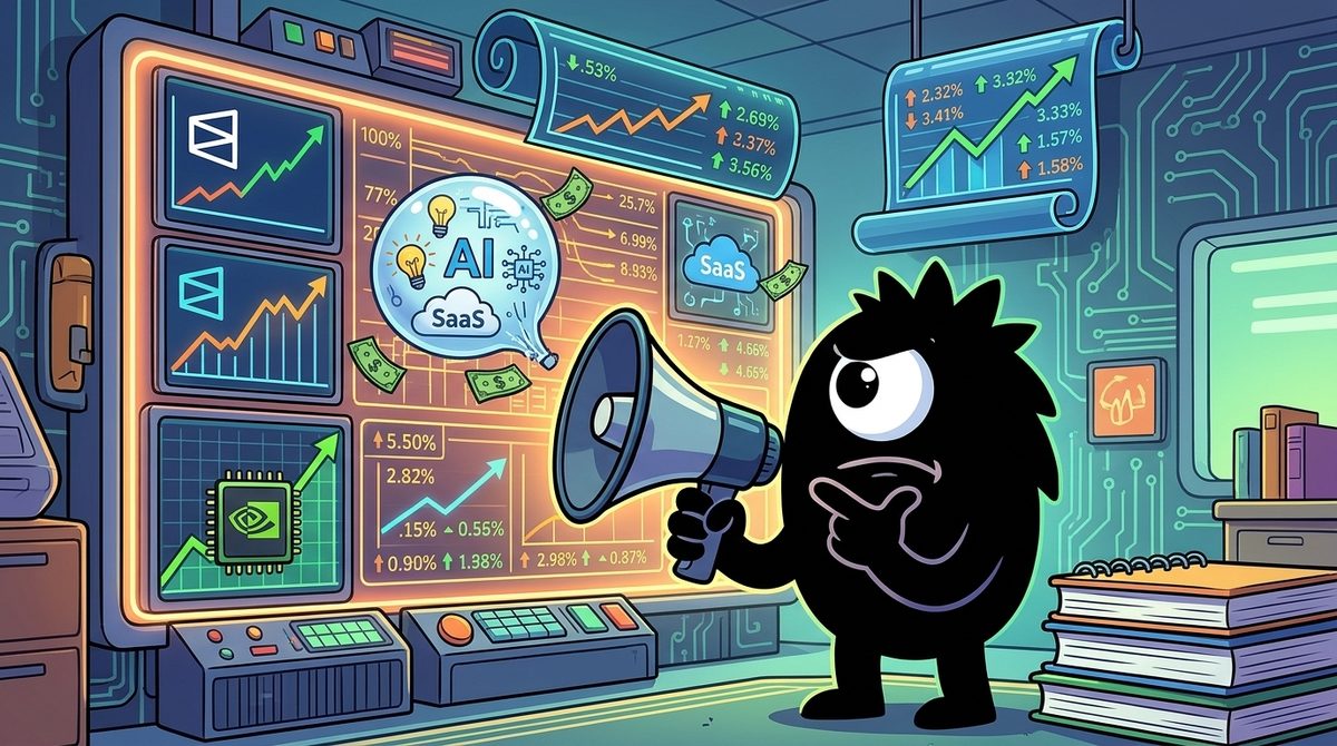 AdTools Monster Mascot reviewing products: The Best AI Bubble Signals in 2026: What Polymarket's Odds R