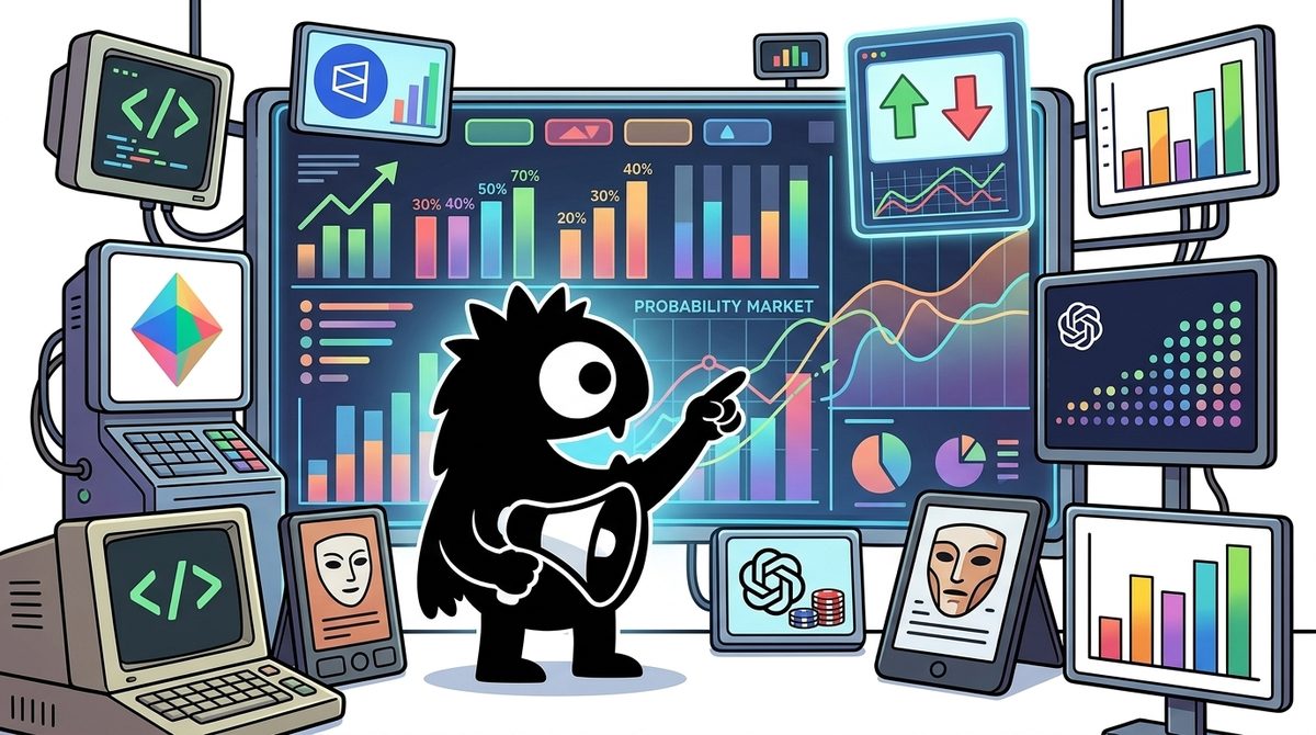 AdTools Monster Mascot reviewing products: The Best AI Model in 2026: What Polymarket's Odds Reveal Abo