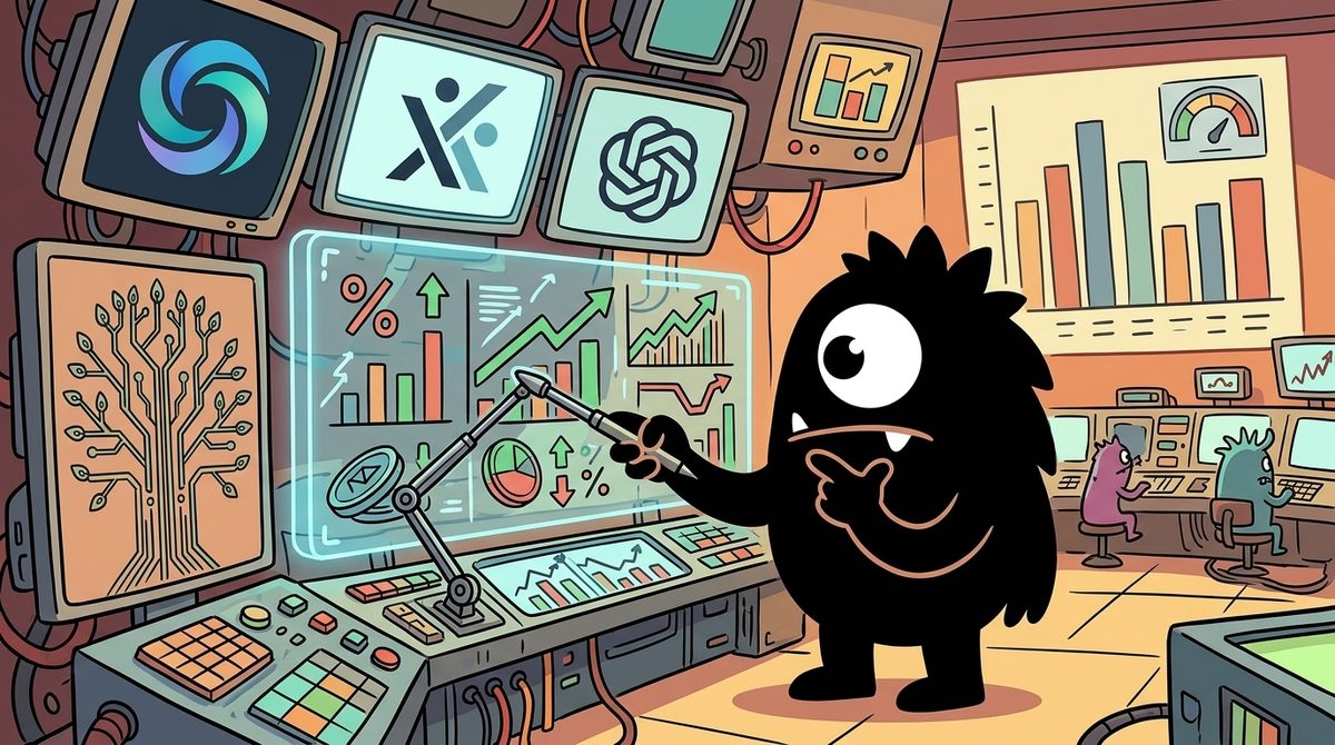 AdTools Monster Mascot reviewing products: The Best AI Model Odds in 2026: What Polymarket's $2M Bet Re