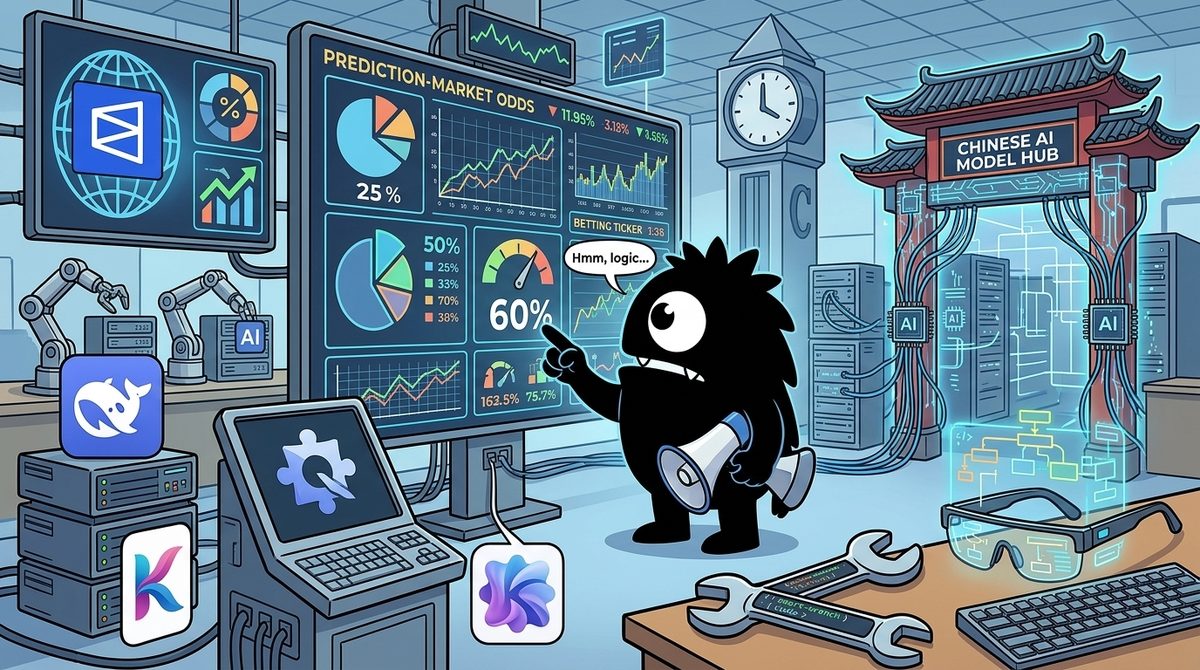 AdTools Monster Mascot reviewing products: The Best AI Model Prediction: What Polymarket's Odds on Chin
