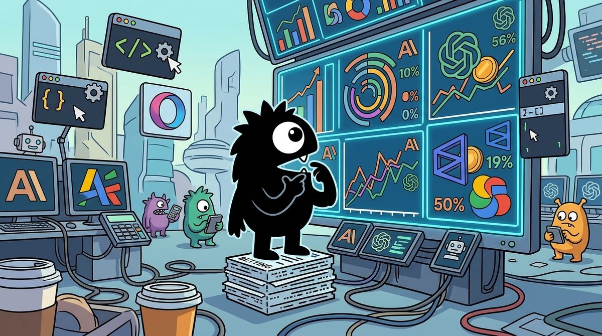 AdTools Monster Mascot reviewing products: Traders Are Betting 96% on Anthropic: What Polymarket's $3.2
