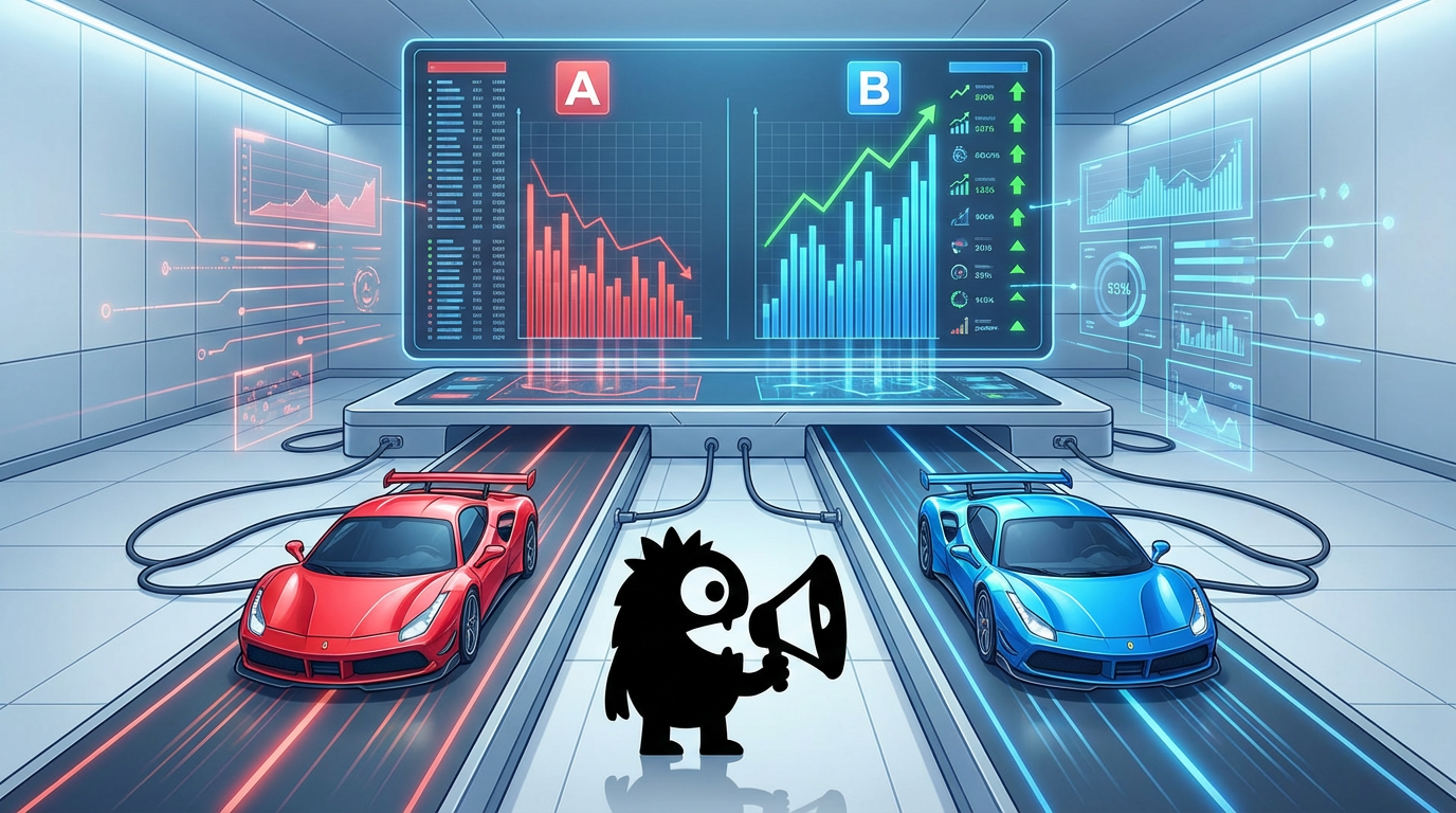AdTools Monster Mascot: VWO vs Optimizely vs AB Tasty vs Adobe Target: ab-testing Bu
