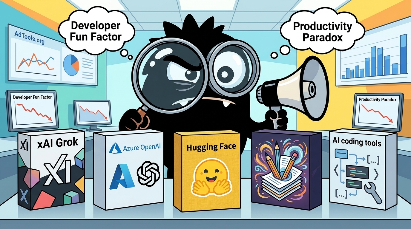 AdTools Monster Mascot reviewing products: xAI Grok vs Azure OpenAI vs Hugging Face: Which Is Best for