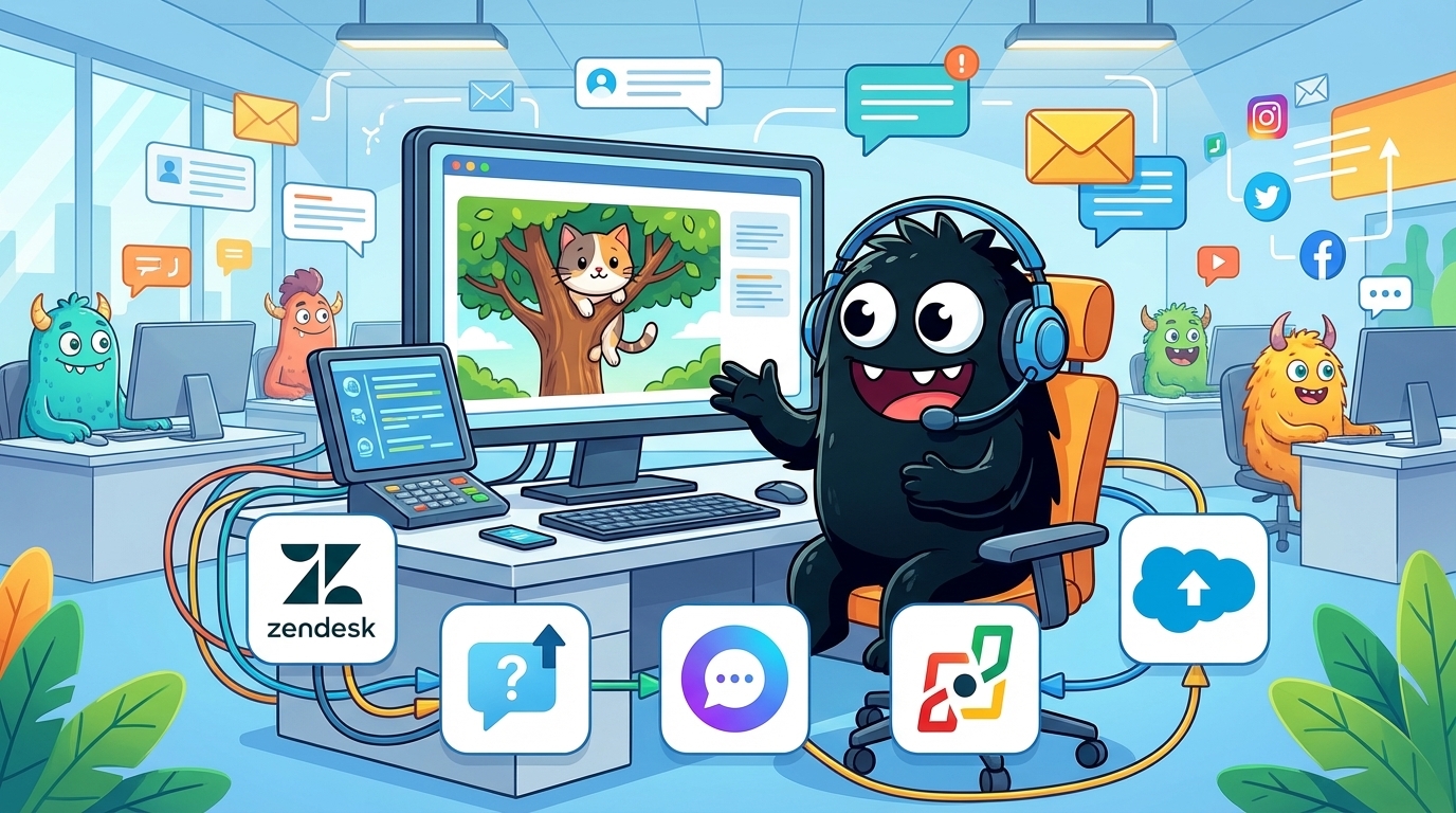 AdTools Monster Mascot: Zendesk vs Help Scout vs Intercom vs Zoho Desk: customer-sup